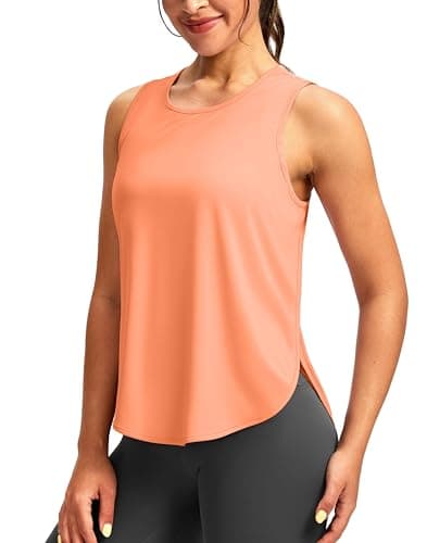 Soothfeel Women's Workout Tank Tops Racerback Sleeveless Running Tennis Shirt Loose Fit Sports Gym Exercise Yoga Athletic Top (Orange Pink, S) - Image 1