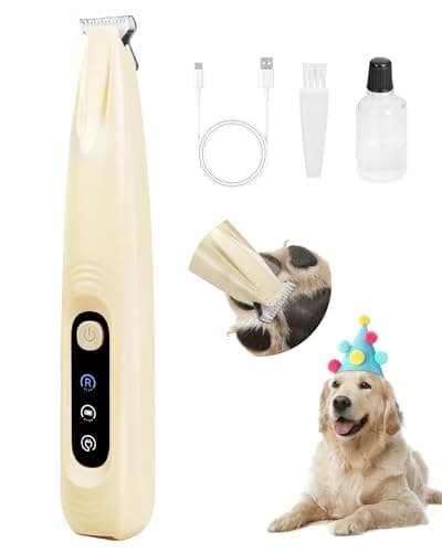 FURBONA Pro Version Dog Paw Trimmer, 18mm Wide Blade Clippers with LED Display, 35dB Low Noise, Fully Waterproof, Upgraded Type-C Rechargeable Cordless Trimmer for Paws, Ears, Face, and Rump