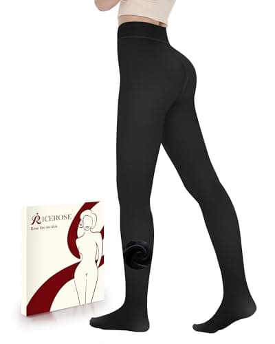 iceROSE Fleece Lined Tights Women - Sheer Black Thermal Leggings Thick Warm Pantyhose Fake Translucent Dress for Cold Winter - Image 1