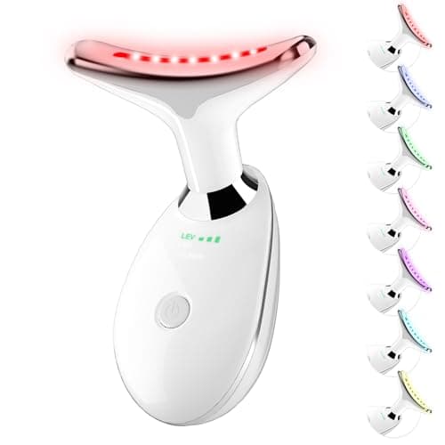 Red Light Therapy for Face, 7 Color LED Facial Light Therapy Wand for Skin Care at Home Blue Light Therapy Face Massager Tool for Neck (White) - Image 1