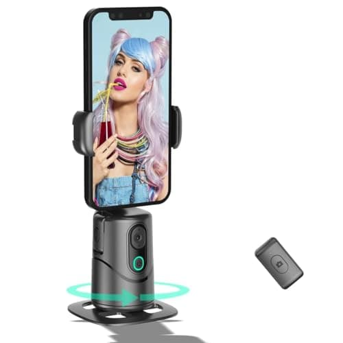Auto Face Tracking Phone Holder,No App Required,360° Rotation Phone Camera Stand with Remote and Gesture Control, Smart Shooting Tripod for Vlog/TIK Tok Live Streaming YouTube Video Recording - Image 1