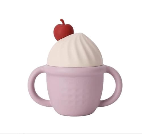 Cozy Rock Silicone Baby Feeding Cup, Spill-Proof Toddler Training Cup, Soft BPA-Free Silicone, Baby Straw Cup with Straw Stopper, Dishwasher & Microwave Safe