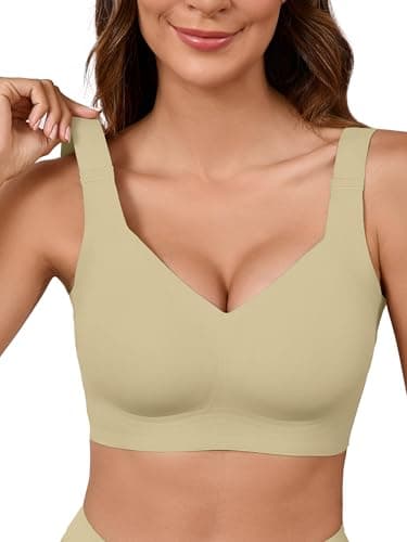 Moodclo Womens Wireless Bras Light Green 3X-Large V Mesh Comfortable Bralette Supportive Tshirt Bra No Underwire Seamless Push Up Everyday Bras - Image 1