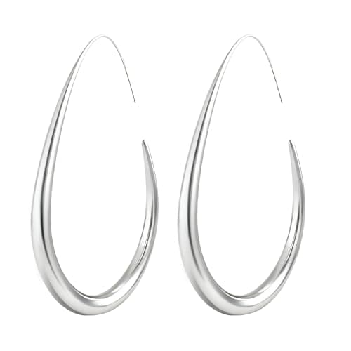 YBNGSMK Silver Earrings for Women - Hypoallergenic Earrings for Women - Lightweight Hoop Jewelry 1 Pair - Image 1