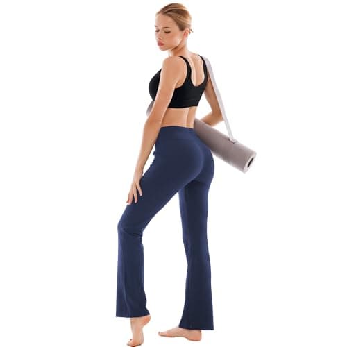 Ipletix Flare Leggings for Women-Bootcut Yoga Pants for Women High Waisted Flared Leggings Dress Pants Navy Blue - Thumbnail 6