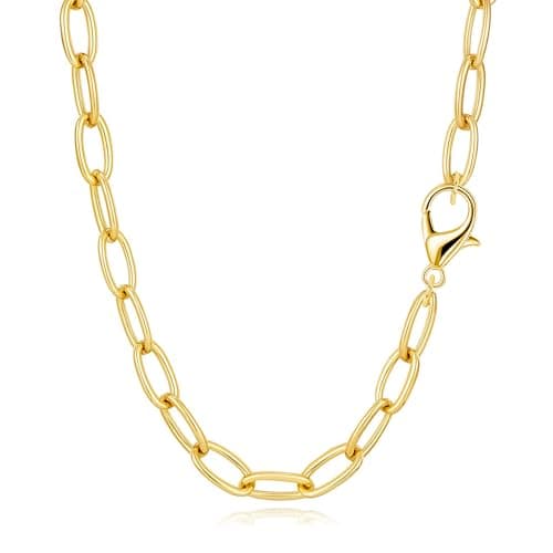 BAYLAY Gold Chain for Women - 18K Gold Plated Paperclip Necklace for Women Dainty Gold Necklace for Women Gold Chain Necklace Gold Jewelry Gifts Size 24 inch - Image 1