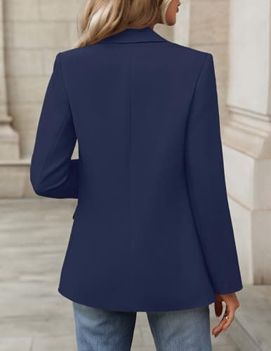 MEROKEETY Women's Long Sleeve Blazer 2026 Fall Open Front Work Office Suit Jacket Business Casual Outfits, Navy, X-Large - Thumbnail 6