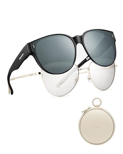 BENEUNDER Polarized Fit Over Sunglasses for Womens & Men, Retro Round Lightweight Folding Sunglasses for Nearsightedness - Image 1