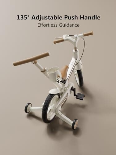 lecoco Upgraded Toddler Bike with Push Handle 6 in 1 for Kids, Balance Bicycle Toys with Training Wheels, Brackes, Cup Holder, Pedal, Kickstand Birthday Gift for Boys and Girls - Thumbnail 6