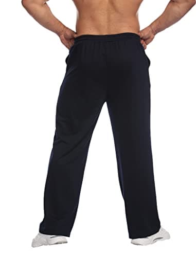 Deyeek Men's Loose Fit Sweatpants Open Bottom Mens Baggy Sweat Pants Wide Leg Joggers Pants with Pockets Navy Sweatpants Men - Thumbnail 2