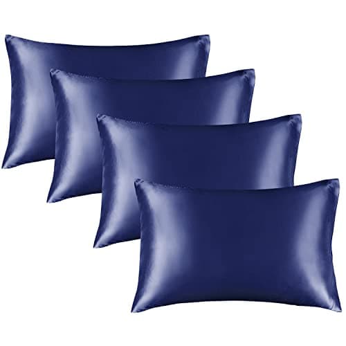 BEDELITE Satin Pillowcase for Hair and Skin, Super Soft Similar to Silk Pillow Cases 4 Pack with Envelope Closure, Cooling Pillowcases for Women Men (20"x30" Queen Size, Navy) - Image 1