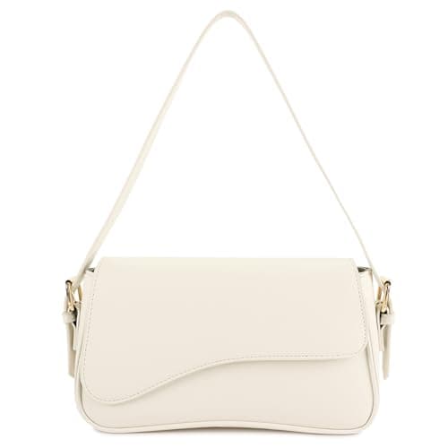 Barabum Shoulder Bag for Women,Y2K Trendy Purse Vegan Leather Hobo Handbags,Clutch Saddle Bag with 2 Removable Straps (White) - Image 1