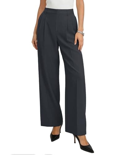 GRACE KARIN Women's Dress Pants Wide Leg High Waisted Lightweight Slacks Office Going Out Teacher Outfits Dark Grey Large - Image 1