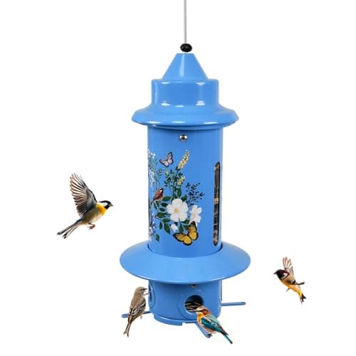 Squirrel Proof Bird Feeders, Long Lasting Bird Feeder for Outdoors, Reliable and Rust Resistant Metal Station for Prevents Squirrels from Stealing Food,5LB Large Capacity,Blue - Image 1