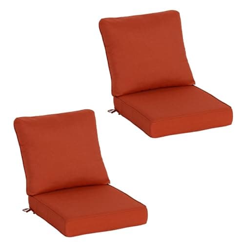 COZYVIDA Outdoor Deep Seat Cushion Set of 2,23.5" x 25"x5.1" Patio Cushions Resilient Foam Filling, Water-Resistant Stain-Resistant UV-Resistant 1000+ Hrs, Weather Resistant,YKK Zippers,Quarry Red - Image 1