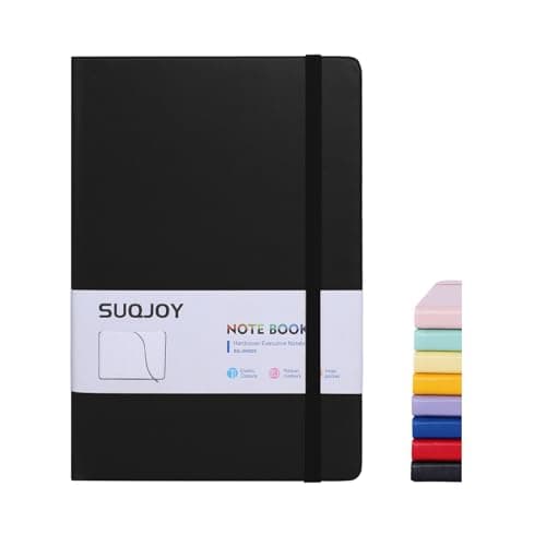 SUQJOY Lined Journal Notebooks for Writing, 100 GSM Thick Paper, 1 Pack Hardcover Notebooks, A5 College Ruled Notebook, Journaling Notebook for School/Travel/Office (Black- 1 Pack) - Image 1
