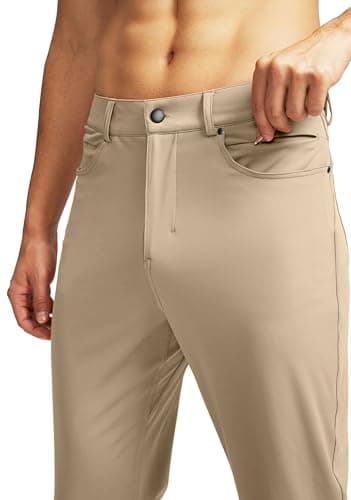 G Gradual Men's Stretch Golf Pants with 6 Pockets Slim Fit Dress Pants for Men Travel Casual Work (Light Khaki, L) - Thumbnail 2