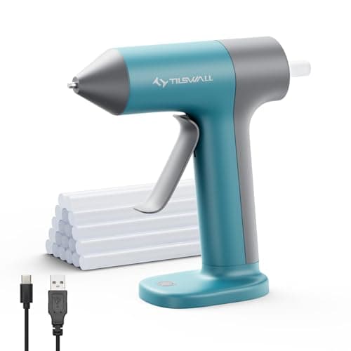 Tilswall Cordless Hot Glue Gun, Rapid 30s Preheat, Mini glue gun and sticks set with 2000mAh Type-C Rechargeable, Smart Power Off, 20 Premium Glue Sticks, Ideal for DIY Crafts, Gift Making Blue - Image 1
