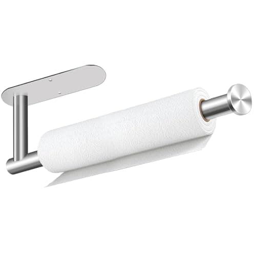 Yarmchahk Paper Towel Holder, Wall Mount or Self Adhesive, SUS304 Stainless Steel Paper Towel Holders Organization and Storage for Cabinet, Counter, Kitchen, Bathroom, Rustproof and Waterproof, Silver - Image 1