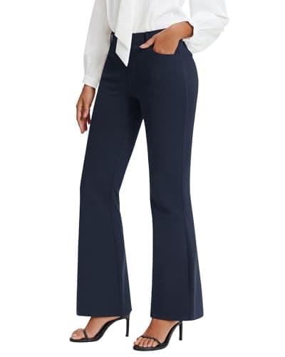 Stelle Womens 30" Dress Pants Bootcut Flare Business Casual Work Pants with Pockets Pull On Slacks Office Navy XX-Small - Image 1