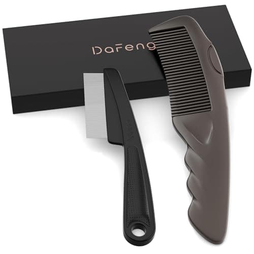 2PC Dandruff Comb Fine Tooth Scalp Detox Comb Lice Stainless Steel Scalp Detoxing Hair Brush Tool Hair Care for Women, Men & Kids (Brown) - Image 1