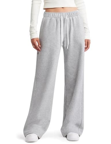HeSaYep Wide Leg Sweatpants for Women High Waisted Y2K Baggy Sweat Pants Drawstring Athletic Straight Leg Trousers Pants with Pockets Grey L - Image 1
