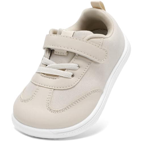 STQ Toddler Boys Wide Toe Barefoot Walking Shoes Comfort Lightweight Breathable Tennis Gym Sneakers White Size 10 - Image 1