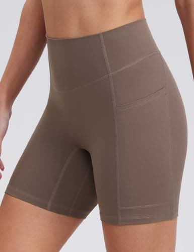 ENERBLOOM Biker Shorts for Women with Pockets, 5" Spandex Workout Shorts, Lightweight for Summer Cycling Running Yoga Gym Black Coffee X-Small - Thumbnail 5