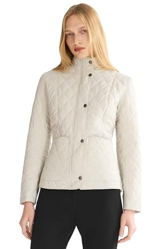 Orolay Women's Quilted Lightweight Puffer Jacket Slim Fit Padded Coat Casual Zip Up Outerwear with Pockets Beige Large - Image 1