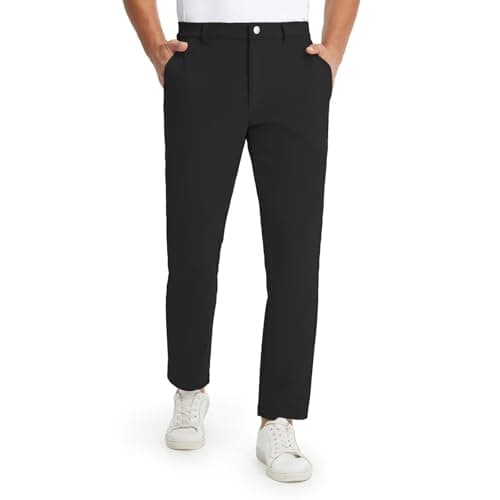 M MAELREG Fleece Golf Pants Men 30"/32"/34" Quick Dry Stretch Water-Resistant Casual Mens Dress Pants with Pockets Black - Image 1