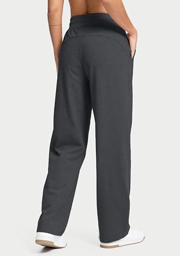 Soothfeel Women's Cotton Sweatpants Lounge Sweat Pants High Waisted Open Bottom Casual Yoga Pants for Women with Pockets, Charcoal, XSmall - Thumbnail 2