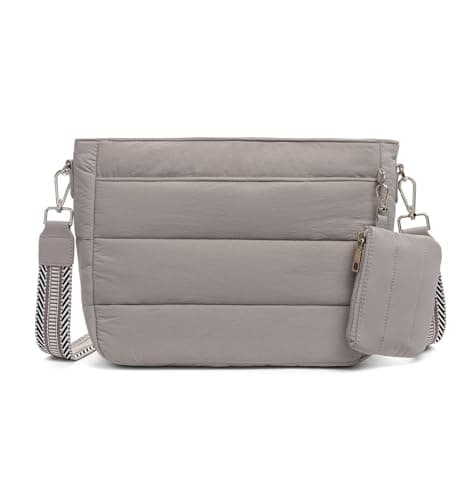 Gitus Gifts for Women Puffer Hobo Crossbody Bag Quilted Cross Body Purses Trendy Handbags with Coin Wallet Birthday Gifts for Mom Wife (Gray) - Image 1