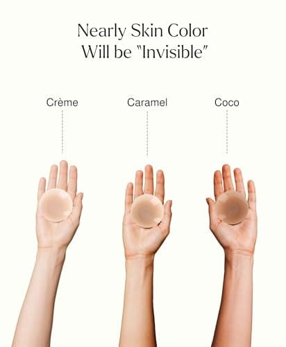 Popilush Nipple Covers for Women - Sticky Bra Reusable Silicone Pasties Waterproof with Travel Case Crème - Thumbnail 5