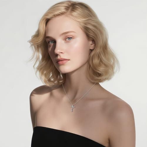 URTHEONE Moissanite Cross Necklace for Women 925 Sterling Silver 18K White Gold Plated Sparkling Moissanite Pendant Faith Jewelry Women's Jewelry - Thumbnail 2