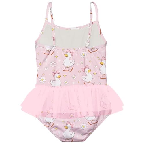swimsobo Girls Swimsuit Size 7-8 One Piece Bathing Suits Tutu Pink Duck Kids Beach Swimwear Cute Adjustable Strap - Thumbnail 2