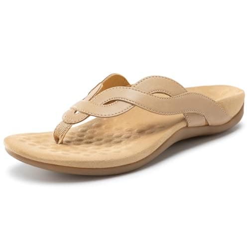 Rihero Orthopedic Sandals for Women Arch Support Flip Flops Comfortable Orthotic Nude Sandals Slip On Summer Casual Thong Slide Sandals Size 8.5 - Image 1