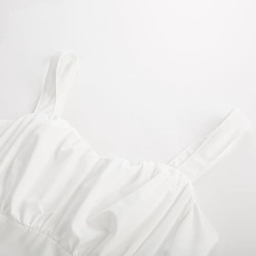 Belle Poque White Dress Women 2026 Summer Sleeveless Flowy Midi Sundress Vintage Elegant Cocktail Party Dress Medium - Thumbnail 3