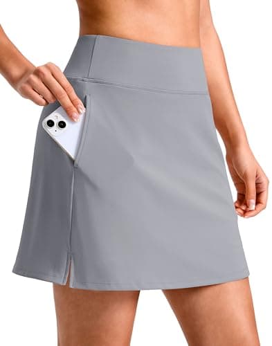 SANTINY 14"/16" Skorts for Women with 3 Pockets High Waisted Casual Golf Skort Pickleball Athletic Tennis Skirt (Light Grey_L16 S) - Image 1