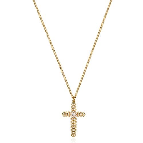 Valloey Rover Gold Cross Necklace for Women 14K Gold Plated Chain Necklace Dainty Gold Cross Pendant Necklace Simple Cute Necklaces for Women Christian Faith Necklace Jewelry (Style 13) - Image 1