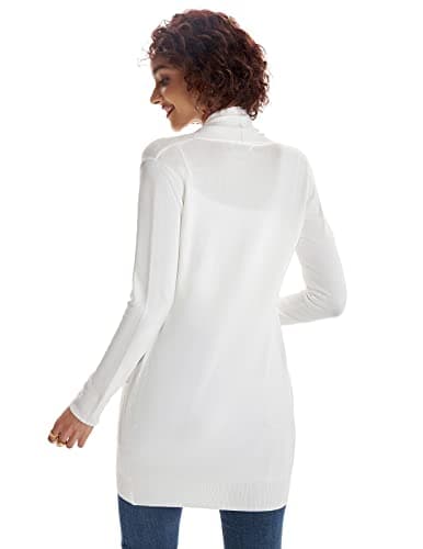 GRACE KARIN Long Cardigan Sweaters, Vacation Outfits for Women, Open Front Valentines Sweater for Women Trendy Ivory XL - Thumbnail 5