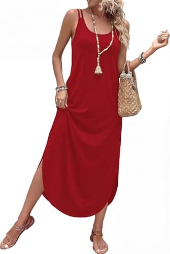 WIHOLL Beach Vacation Clothes for Women Summer Red Dresses 2026 Holiday Hawaiian Cruise Outfits Plus Size Dresses for Curvy Women Trendy Casual Loungewear XL - Image 1