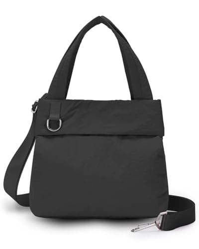 WANDF Small Tote Bags for Women, Lightweight Travel Purse Crossbody Bags, Casual Handbag Hobo Bag for Everyday Use and Work Black - Image 1