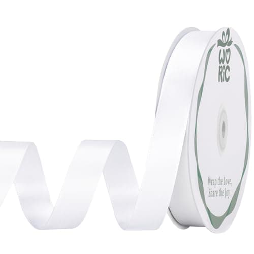 woric Double Faced White Ribbon 5/8 Inch 60 Yards White Satin Ribbon Fabric Ribbons for Gift Wrapping Sewing Flower Bouquet Crafts Hair Bows Wedding Party Decor - Image 1