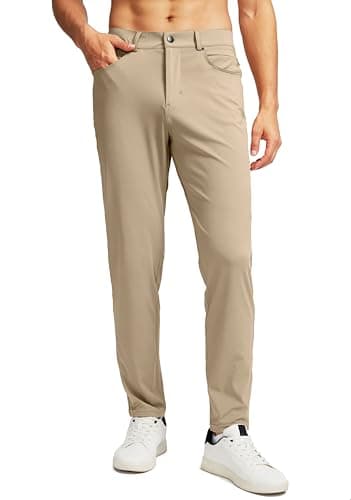 G Gradual Men's Stretch Golf Pants with 6 Pockets Slim Fit Dress Pants for Men Travel Casual Work (Light Khaki, L) - Image 1