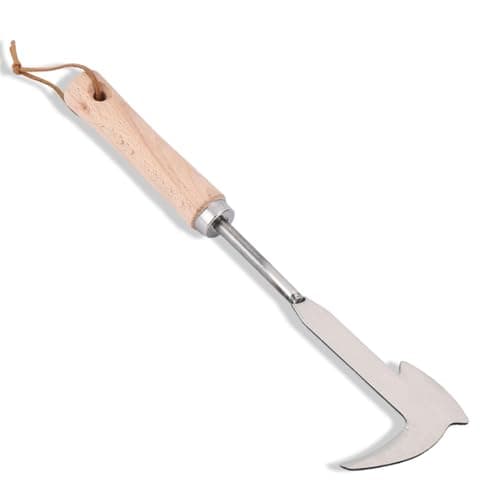 Jahenway Crack Weeder, 12" Stainless Steel Crevice Weeding Tool with Wood Handle, Axe-Shaped Side-Walk Weed Puller Spatula, for Garden Lawn Yard Patio Terrace Paving Moss, Small Gardening Tool - Image 1