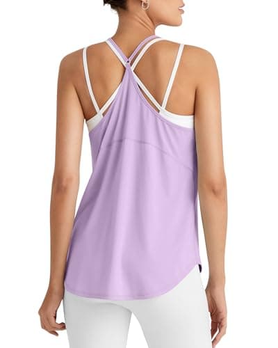 G4Free Workout Tanks for Women Running Muscle Tank Tops Yoga Gym Training Athletic Lightweight (Light Purple,XS) - Image 1
