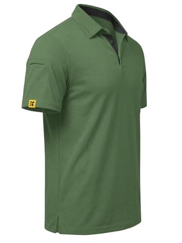 REXUHOWU Men's Polo Shirt Short Sleeve Moisture Wicking Sports Casual T-Shirt Golf Polo Shirt Business Collar Shirt for Men Green M