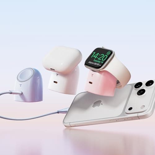 TORRAS Flasheye for Apple Watch Charger & iPhone Charger, 2-in-1 GaN 45W USB C Phone Charger, Foldable Compact Wall Charger Block for Travel, Bedside, Fast Charging for iPhone,iPad,AirPods, Warm White - Image 1