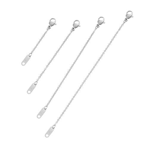 BAYLAY Necklace Extenders Silver - 4 Piece 18K Whited Gold Plated Necklace Extender Set for Women, Extensions 1", 2", 3", 4" Hypoallergenic in Silver Necklaces Extender - Image 1