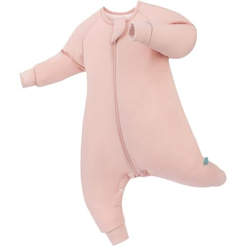 PurComfy Supersoft Active Sleepsuit 1.0 TOG Long Sleeve Wearable Blanket with Legs All-Season Go-to for Safe Cozy Sleeper, Blush 3-6 Months - Image 1